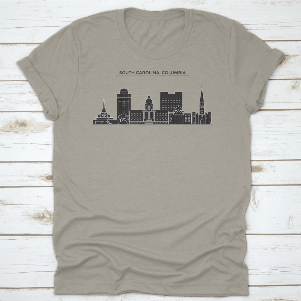 Columbia Architecture Vector City Skyline t-shirt featuring a unique skyline design, made from soft cotton fabric.
