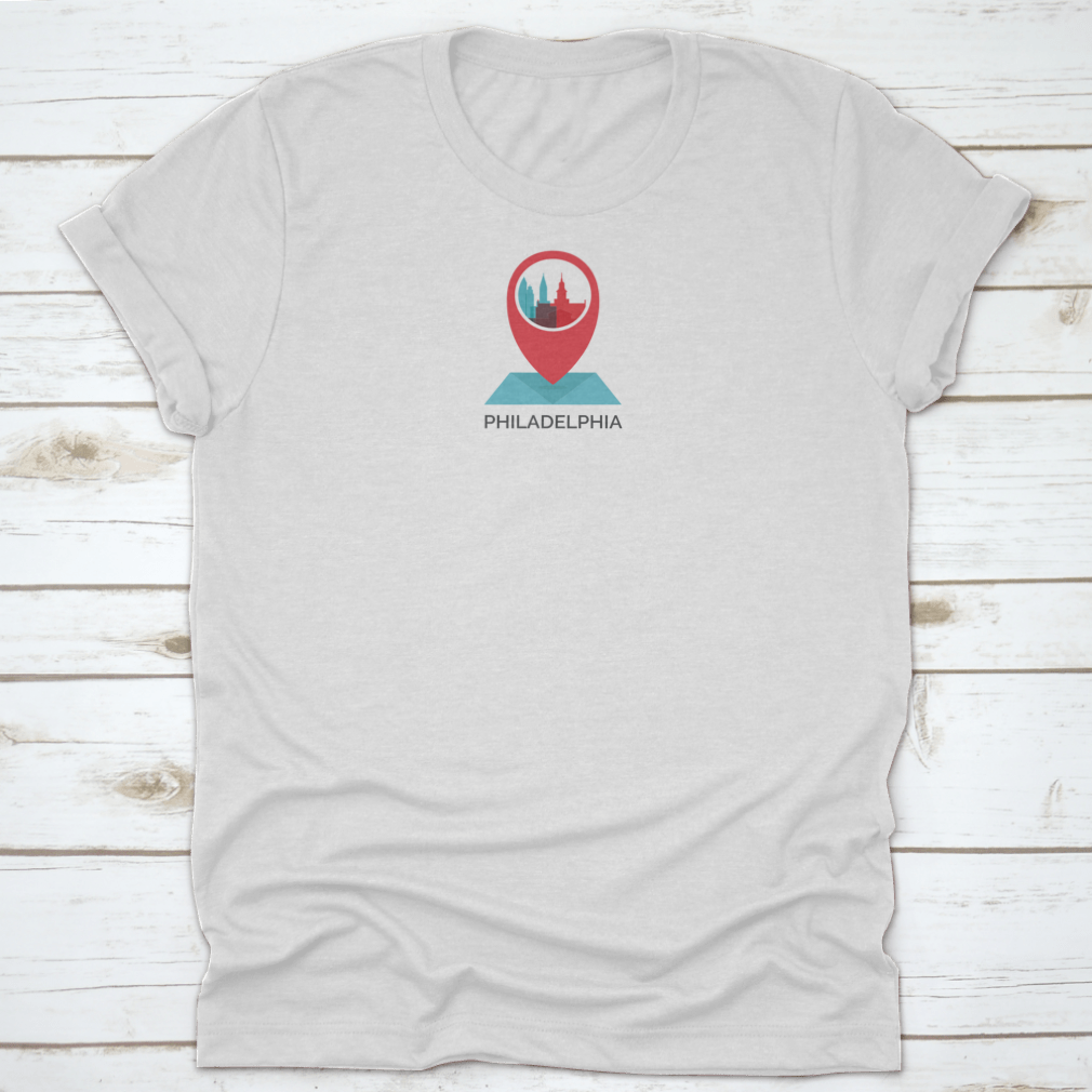 A detailed Philadelphia map pinpoint design on a comfortable cotton fabric, showcasing the city's iconic landmarks.