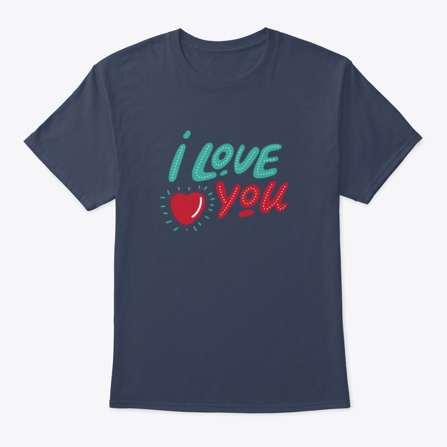 Valentine's Day apparel featuring hand-drawn lettering 'I Love You' on a soft cotton fabric, perfect for expressing love.