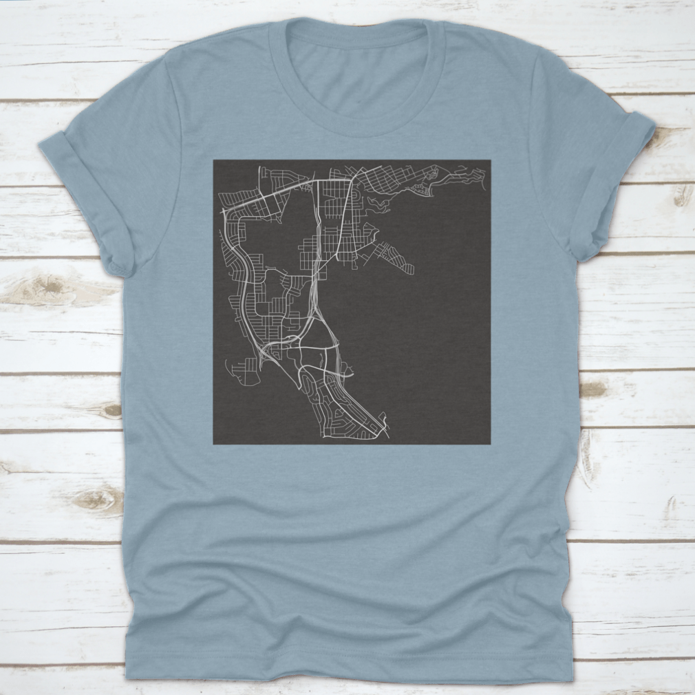 Vector black and white urban street map of Daly City, California, showcasing detailed street layouts and landmarks.