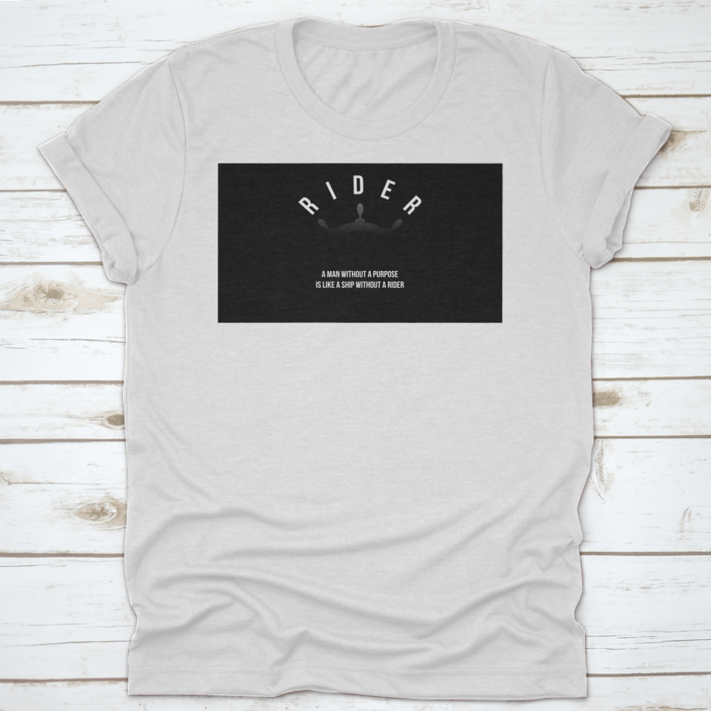 Vector design shirt featuring a ship's rudder and the word 'Rider', showcasing a unique nautical theme.