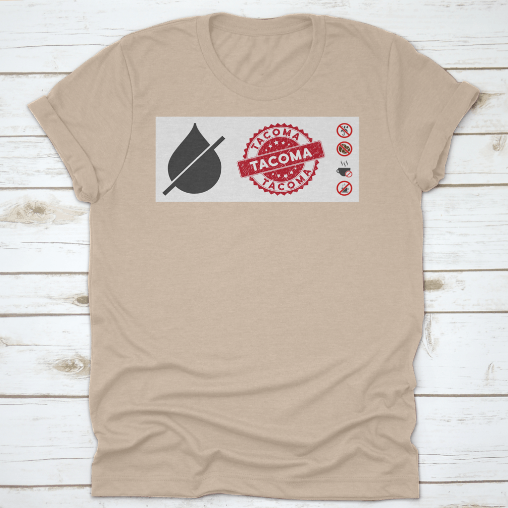 Vector Flat Dry Icon and Grunge Round Stamp Seal featuring Tacoma text on a stylish cotton fabric.