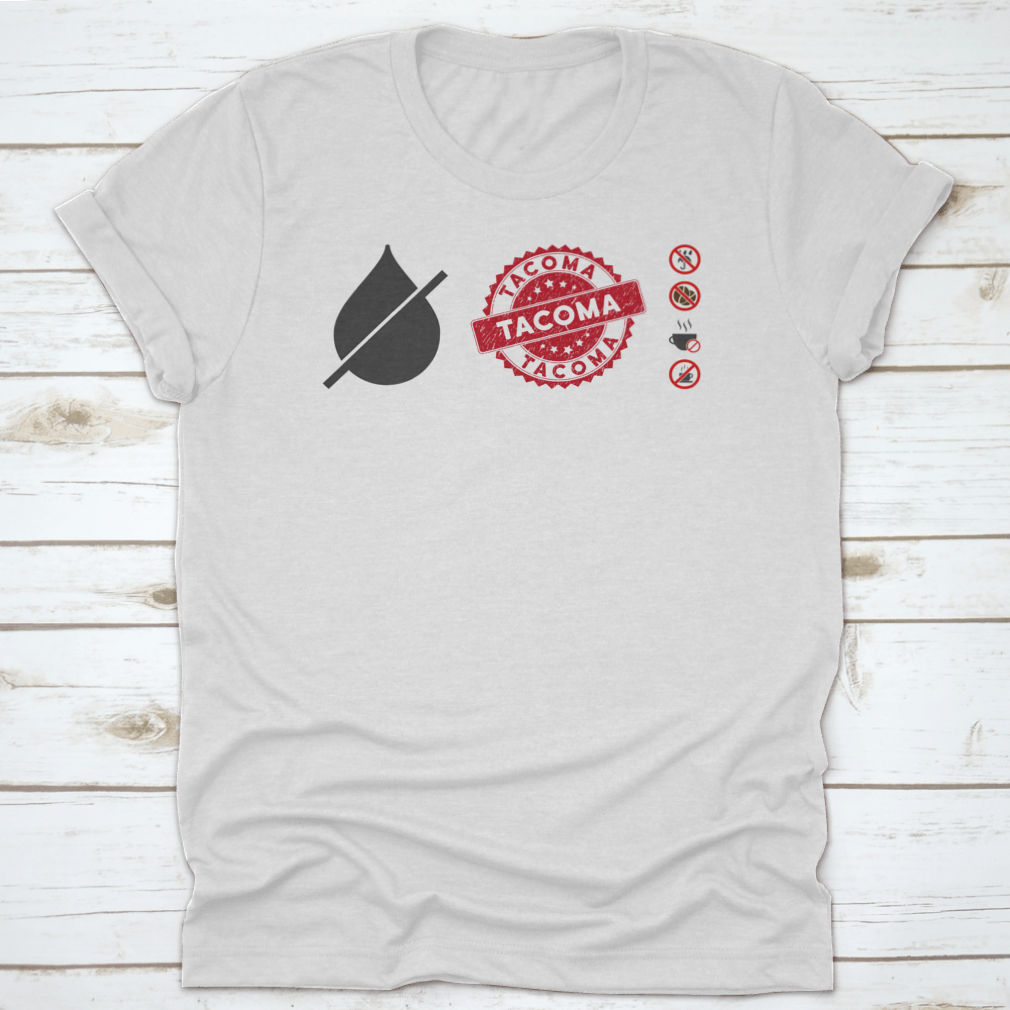 Vector Flat Dry Icon and Grunge Round Stamp Seal featuring Tacoma text on a stylish cotton fabric.