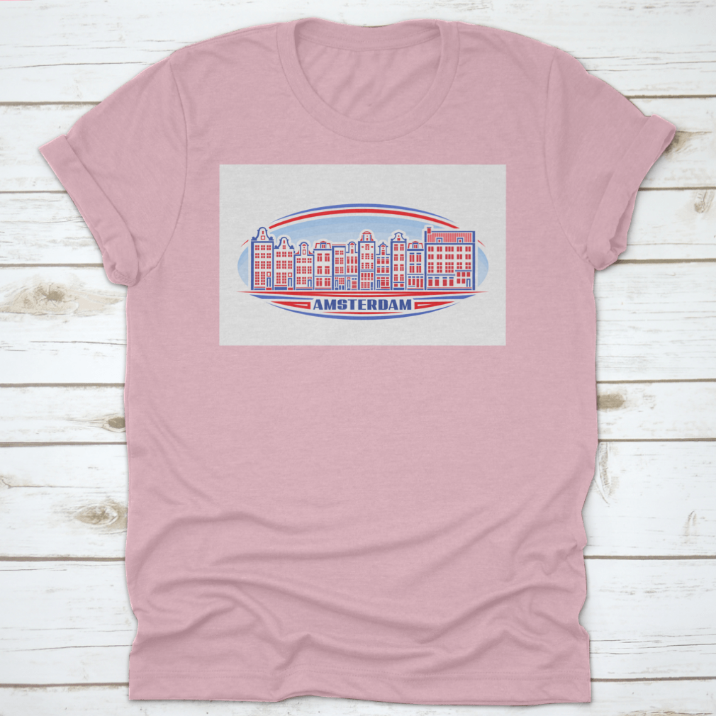 A detailed vector illustration of Amsterdam showcasing its iconic architecture and canals in a linear design.