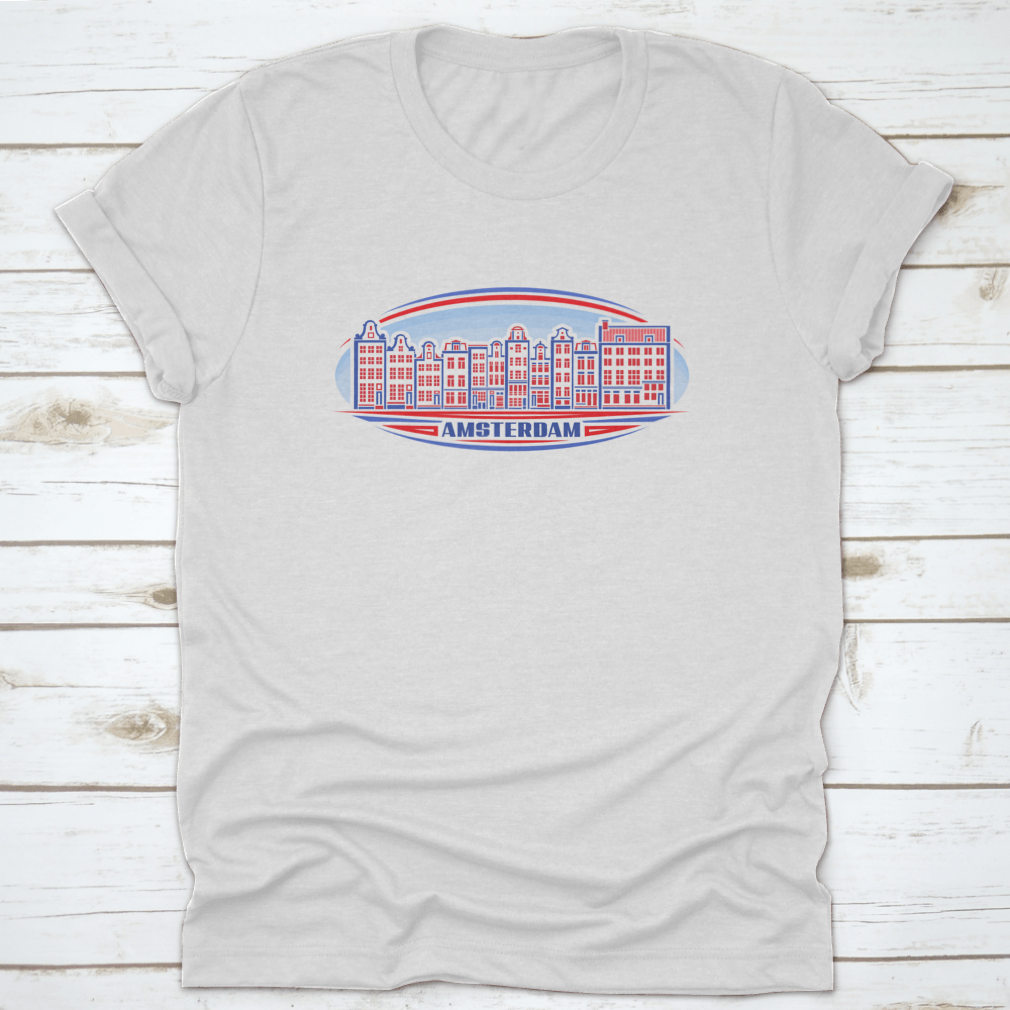 A detailed vector illustration of Amsterdam showcasing its iconic architecture and canals in a linear design.