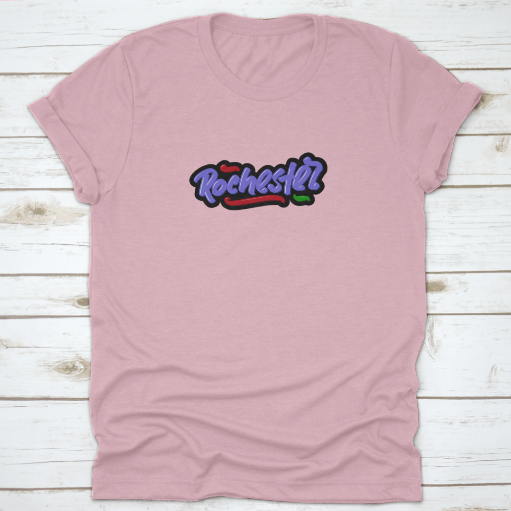 Vector illustration of Rochester hand drawn modern brush lettering on a soft cotton fabric, showcasing a stylish and contemporary design.