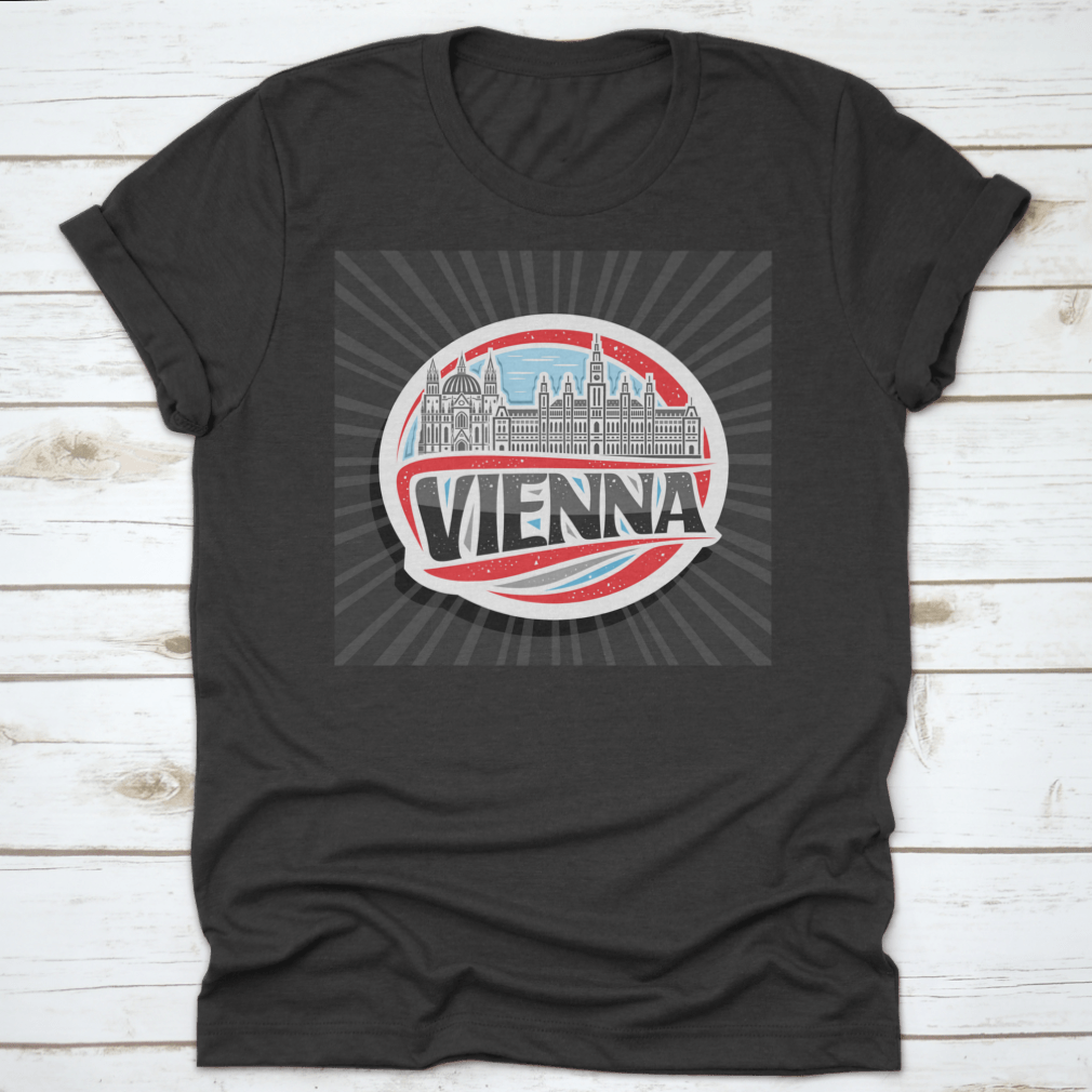 Vector logo illustration featuring Vienna City Hall, showcasing intricate architectural details and vibrant colors.