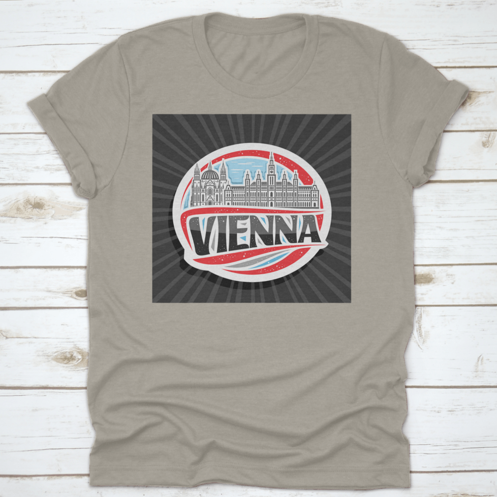 Vector logo illustration featuring Vienna City Hall, showcasing intricate architectural details and vibrant colors.