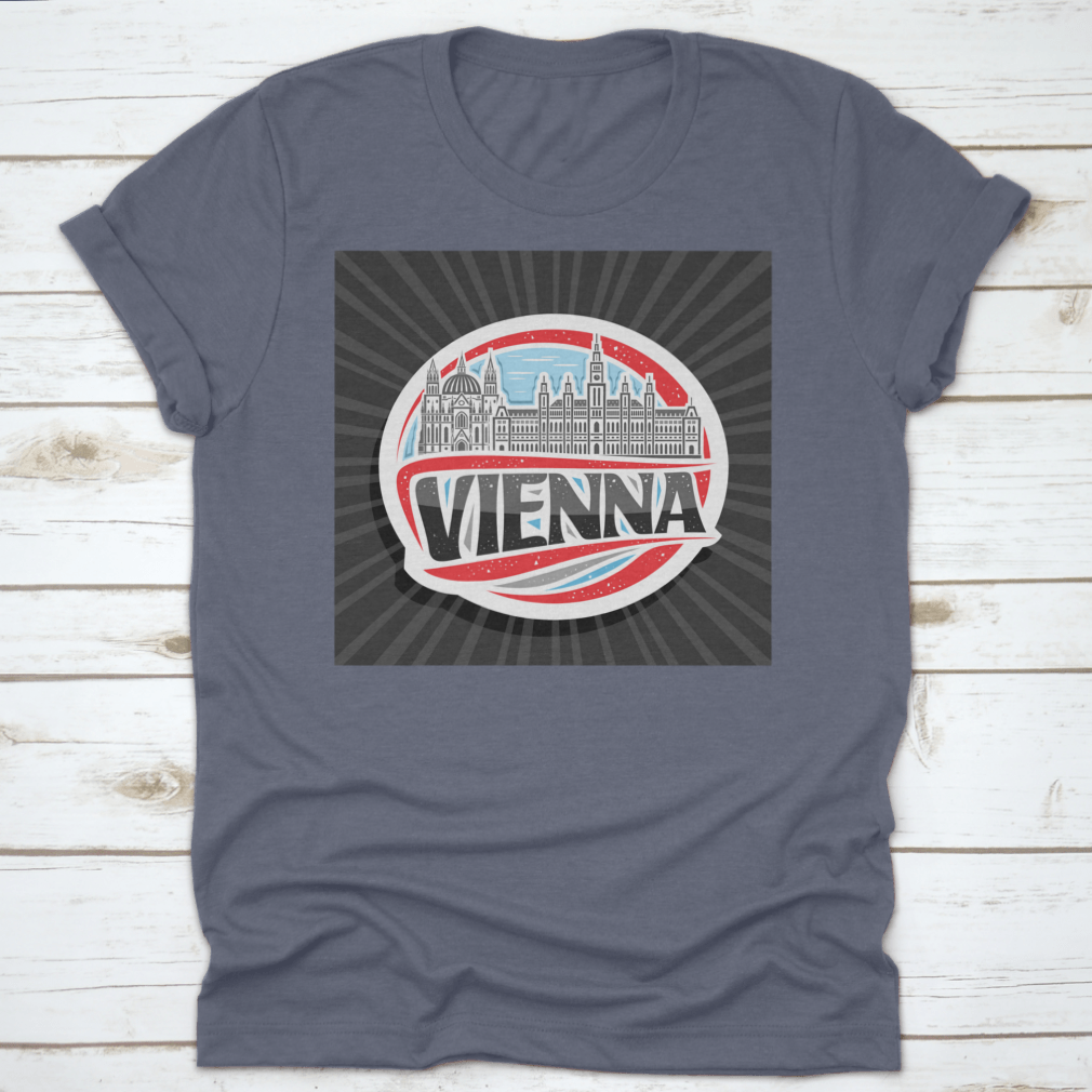 Vector logo illustration featuring Vienna City Hall, showcasing intricate architectural details and vibrant colors.
