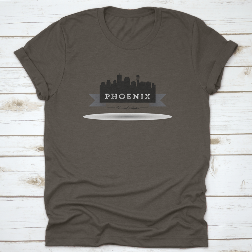 Vector Phoenix City Skyline Silhouette Design T-Shirt in grey, showcasing a stylish urban skyline art.