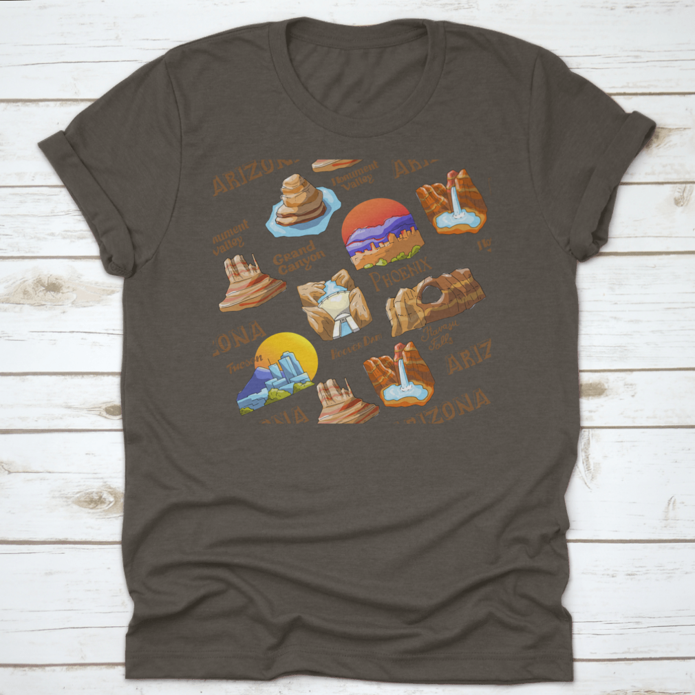 Vector seamless pattern featuring Arizona's countryside and state symbols, showcasing vibrant colors and intricate designs.