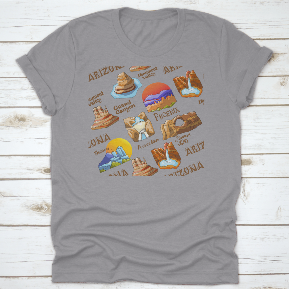 Vector seamless pattern featuring Arizona's countryside and state symbols, showcasing vibrant colors and intricate designs.