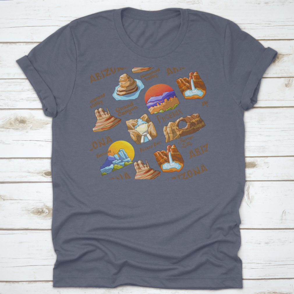 Vector seamless pattern featuring Arizona's countryside and state symbols, showcasing vibrant colors and intricate designs.