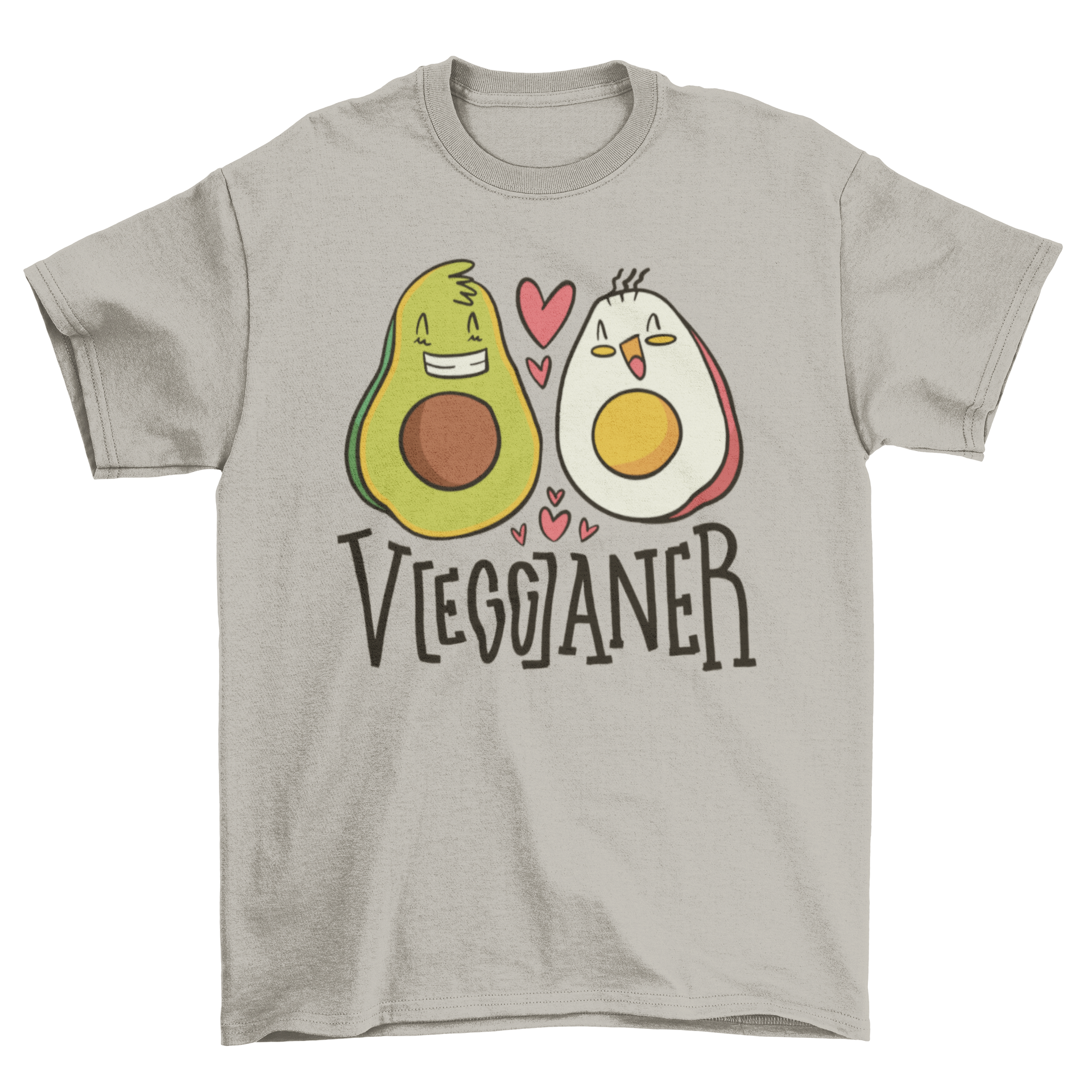 Vegganer t-shirt featuring a humorous avocado and egg design with the caption 'Ve(egg)aner'.