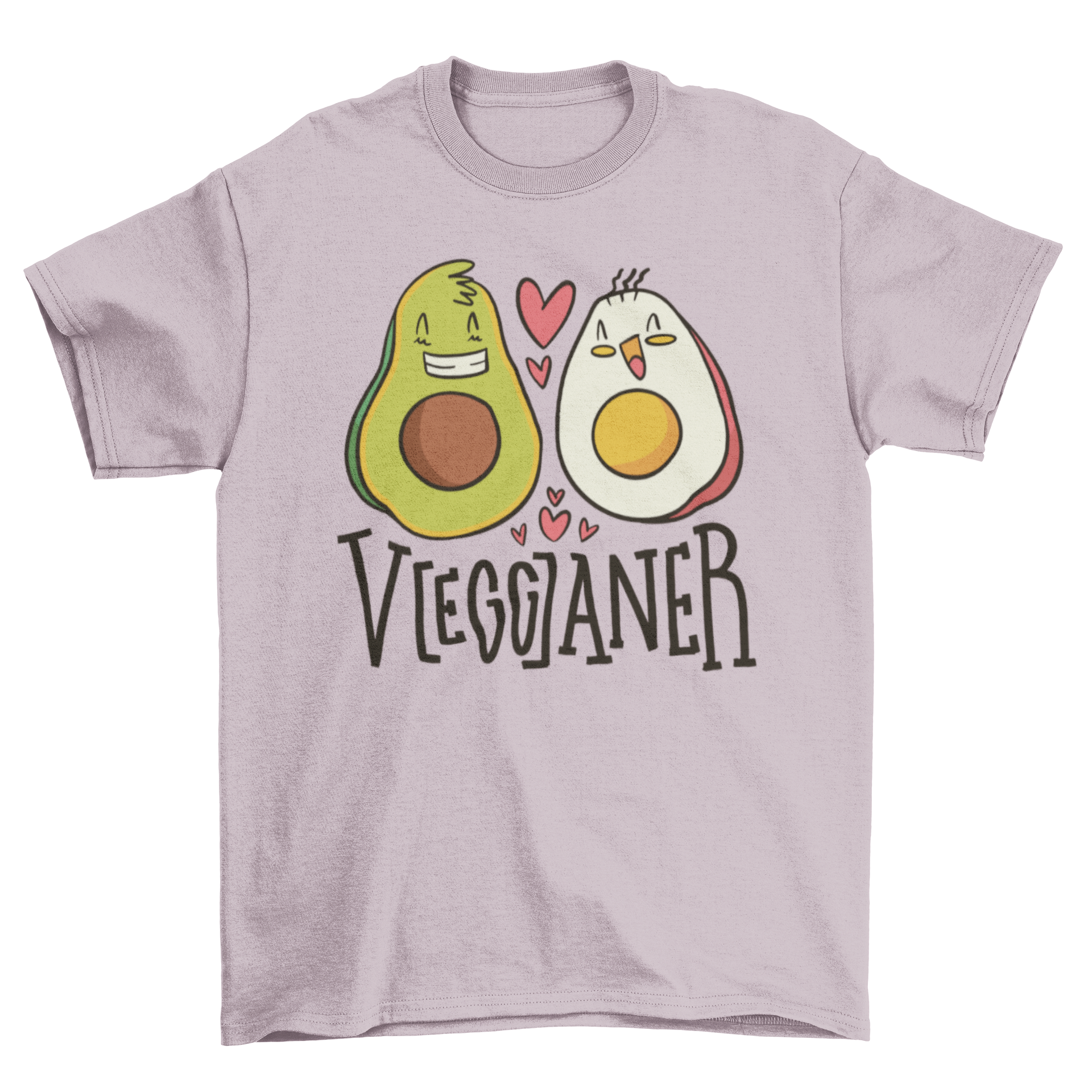 Vegganer t-shirt featuring a humorous avocado and egg design with the caption 'Ve(egg)aner'.