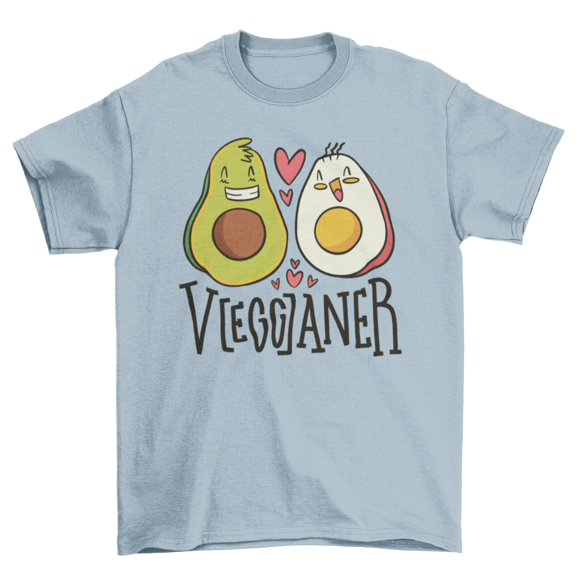 Vegganer t-shirt featuring a humorous avocado and egg design with the caption 'Ve(egg)aner'.