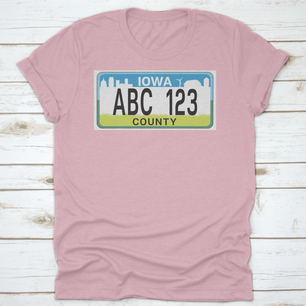 A stylish vehicle licence plate marking in Iowa, showcasing high-quality cotton fabric and a classic fit design.