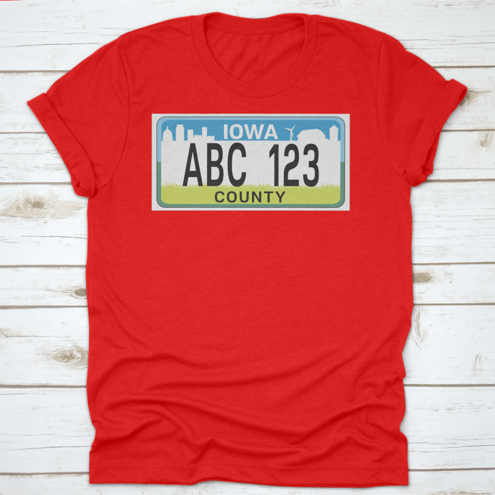 A stylish vehicle licence plate marking in Iowa, showcasing high-quality cotton fabric and a classic fit design.
