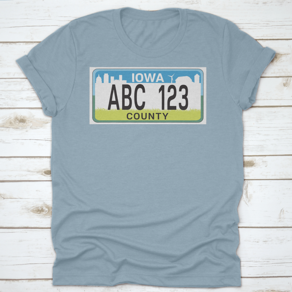 A stylish vehicle licence plate marking in Iowa, showcasing high-quality cotton fabric and a classic fit design.