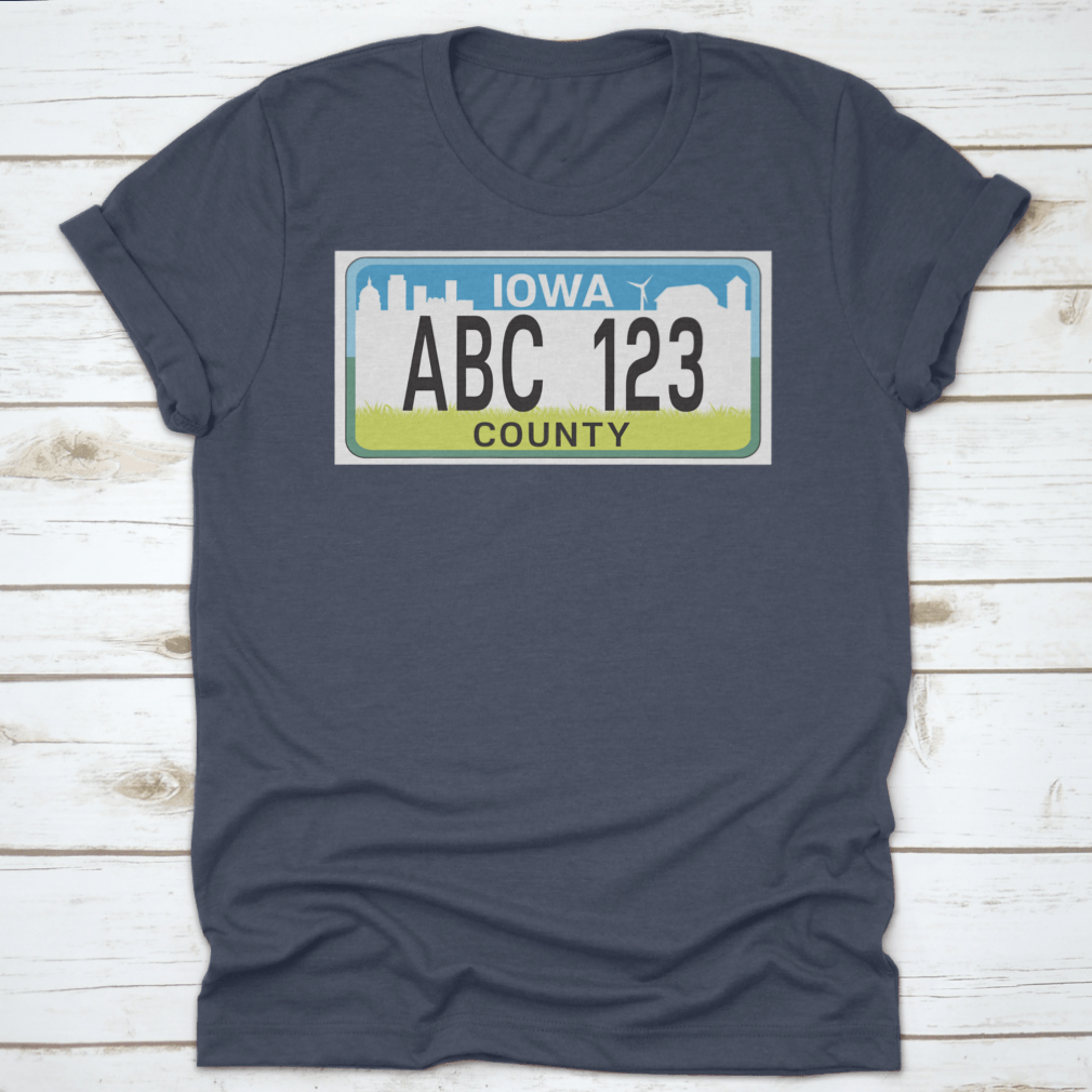 A stylish vehicle licence plate marking in Iowa, showcasing high-quality cotton fabric and a classic fit design.