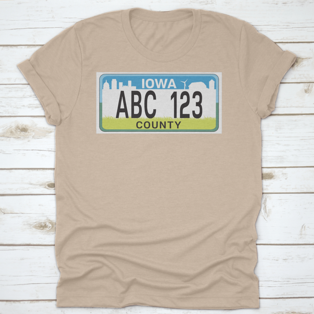 A stylish vehicle licence plate marking in Iowa, showcasing high-quality cotton fabric and a classic fit design.