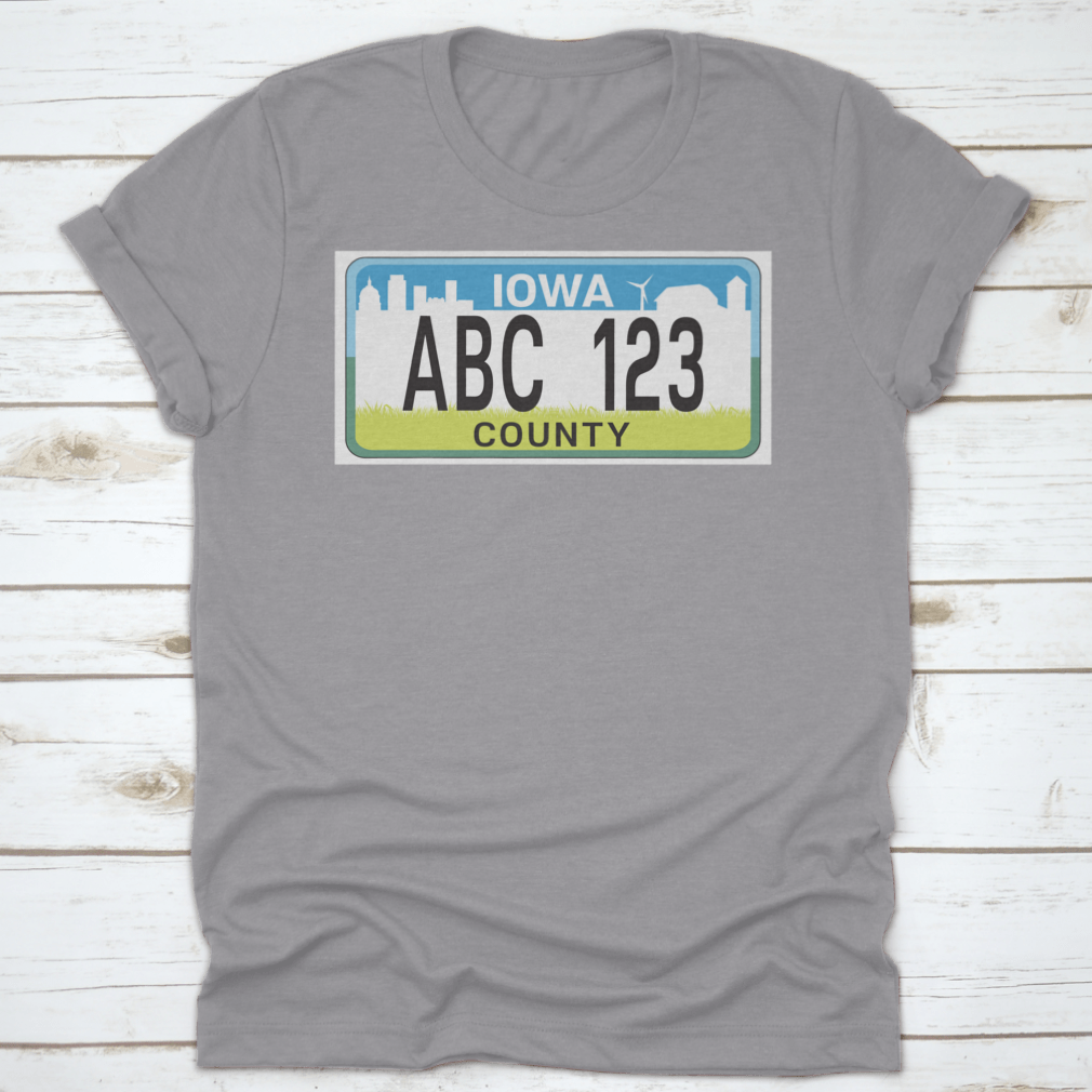 A stylish vehicle licence plate marking in Iowa, showcasing high-quality cotton fabric and a classic fit design.