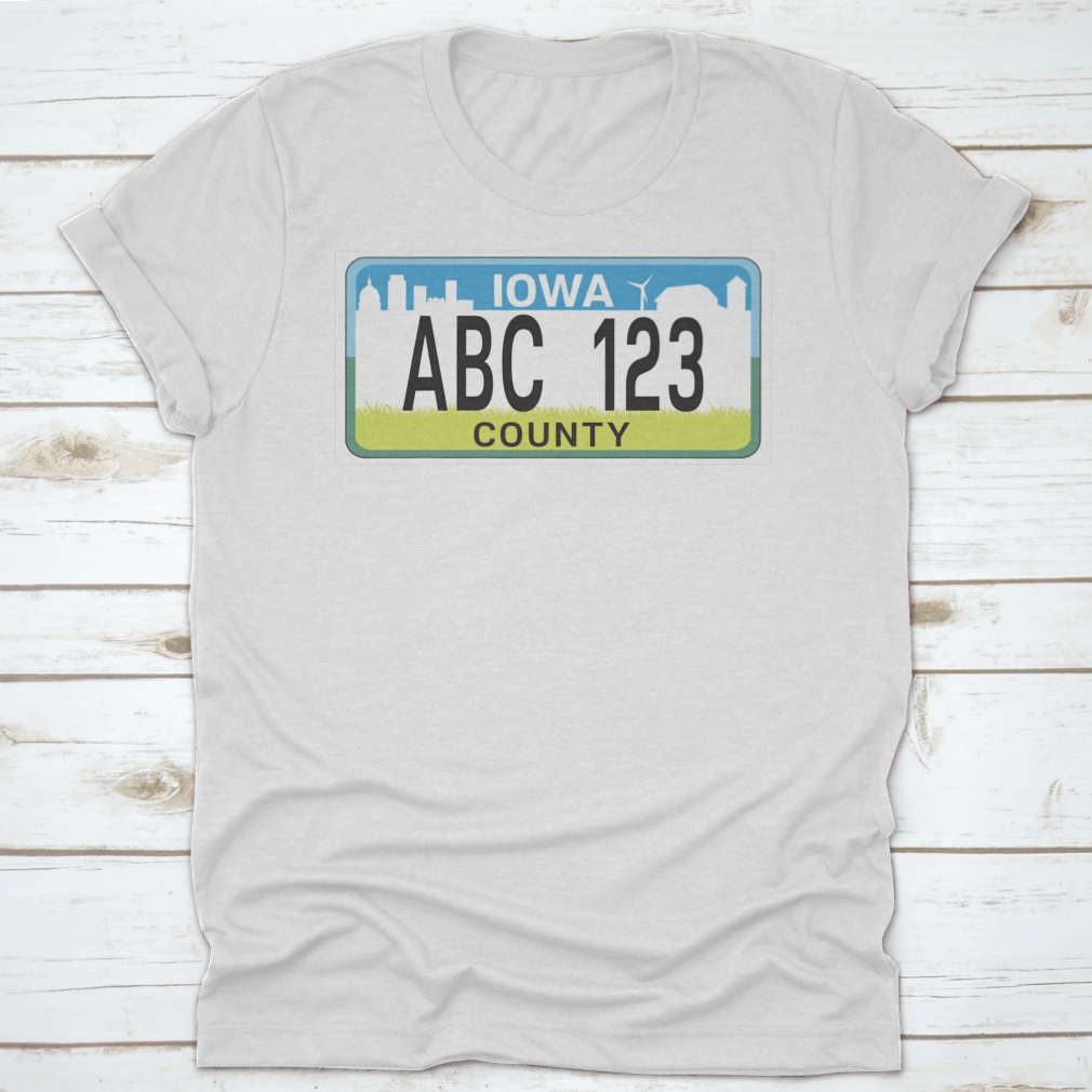 A stylish vehicle licence plate marking in Iowa, showcasing high-quality cotton fabric and a classic fit design.