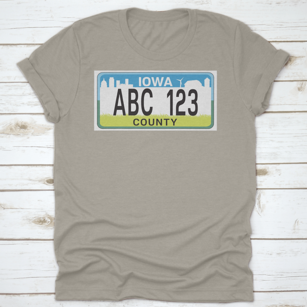 A stylish vehicle licence plate marking in Iowa, showcasing high-quality cotton fabric and a classic fit design.
