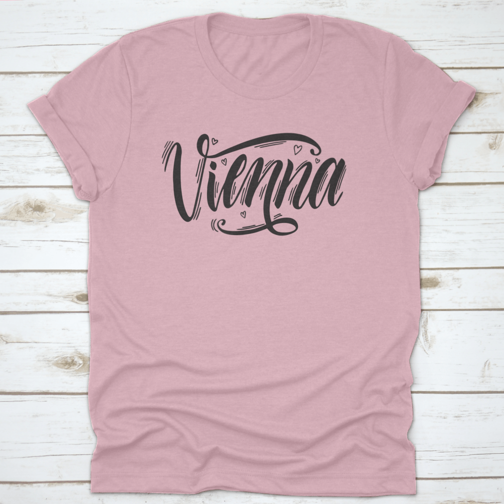 Hand-drawn typography design featuring Vienna, Austria on a comfortable cotton T-shirt.