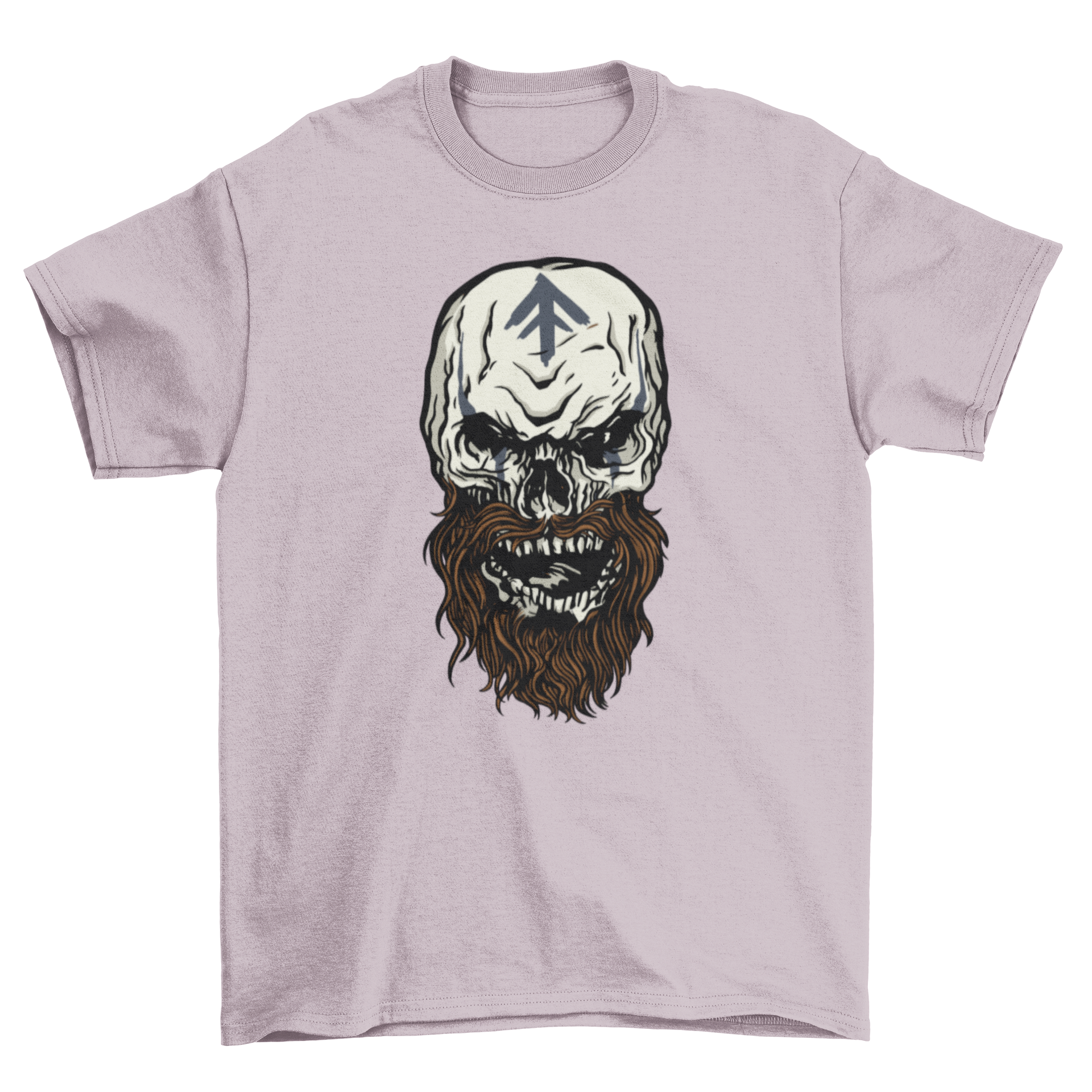 Viking skull monster t-shirt featuring a detailed skull design with a symbol on its forehead, showcasing a bold and unique graphic.