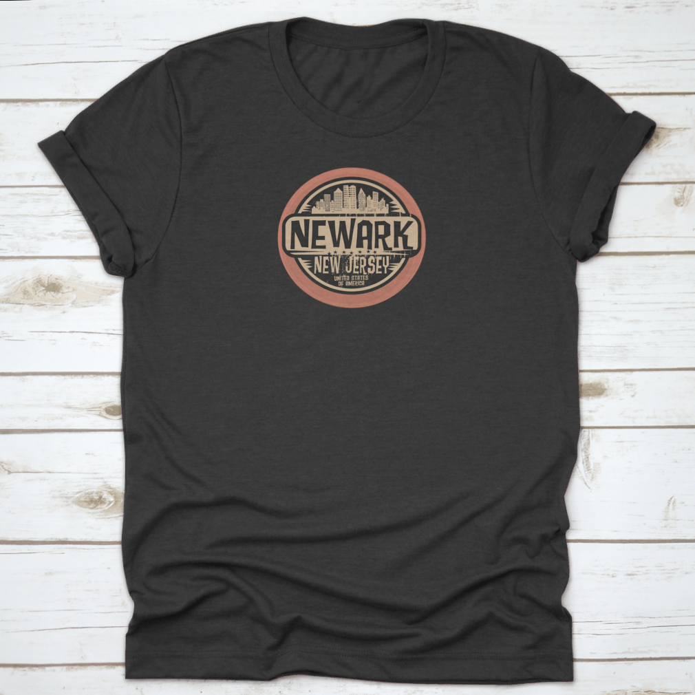 Vintage Stamp of Newark, New Jersey cotton t-shirt showcasing classic design and comfortable fit.