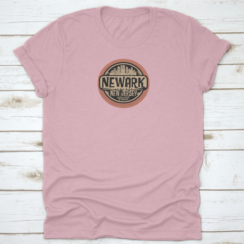 Vintage Stamp of Newark, New Jersey cotton t-shirt showcasing classic design and comfortable fit.