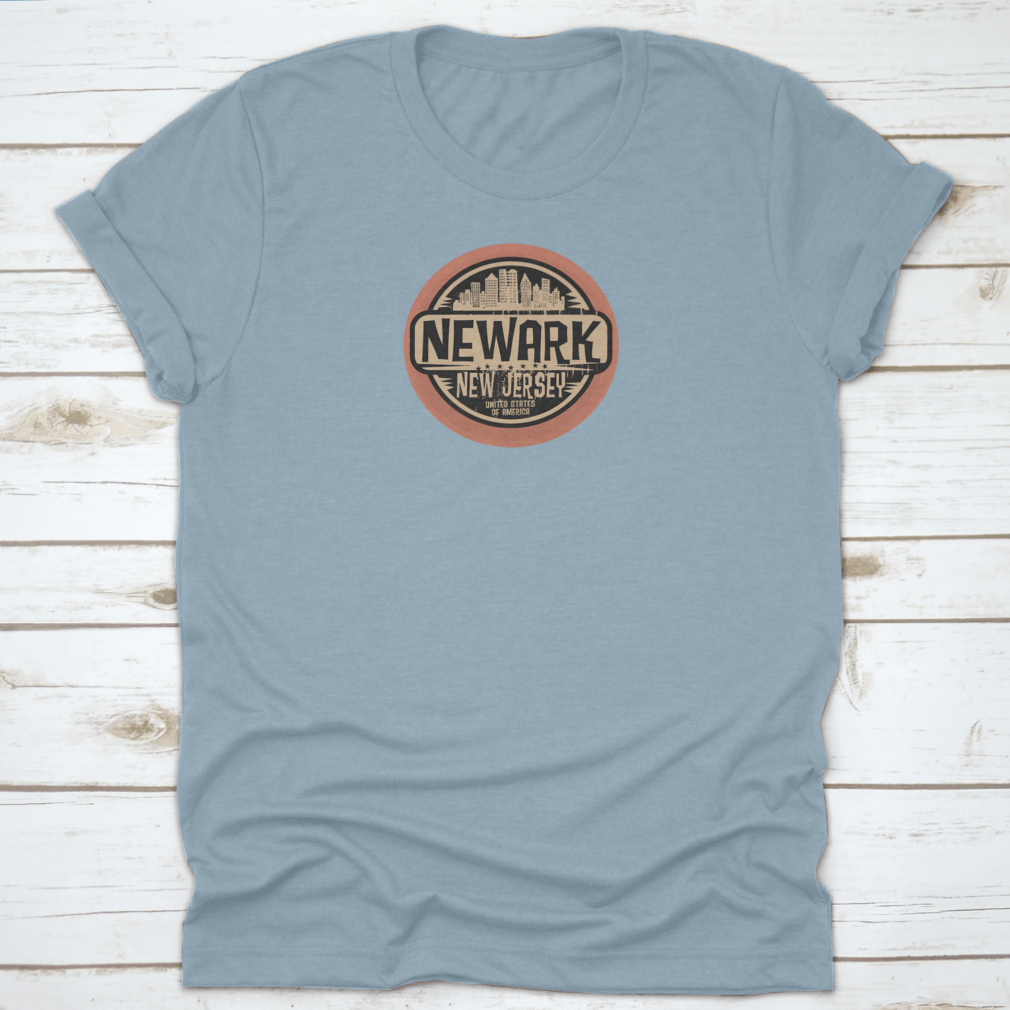 Vintage Stamp of Newark, New Jersey cotton t-shirt showcasing classic design and comfortable fit.