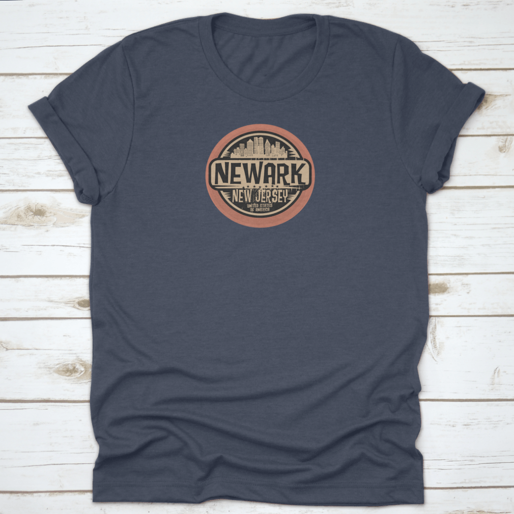 Vintage Stamp of Newark, New Jersey cotton t-shirt showcasing classic design and comfortable fit.