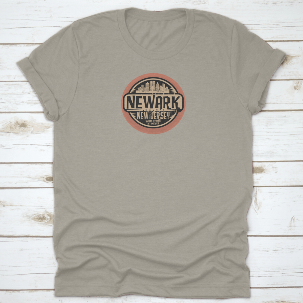 Vintage Stamp of Newark, New Jersey cotton t-shirt showcasing classic design and comfortable fit.