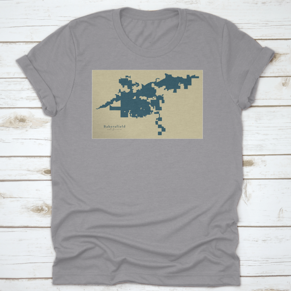 Vintage State City Geographic Map of Bakersfield, California, showcasing detailed geographical features and artistic design.