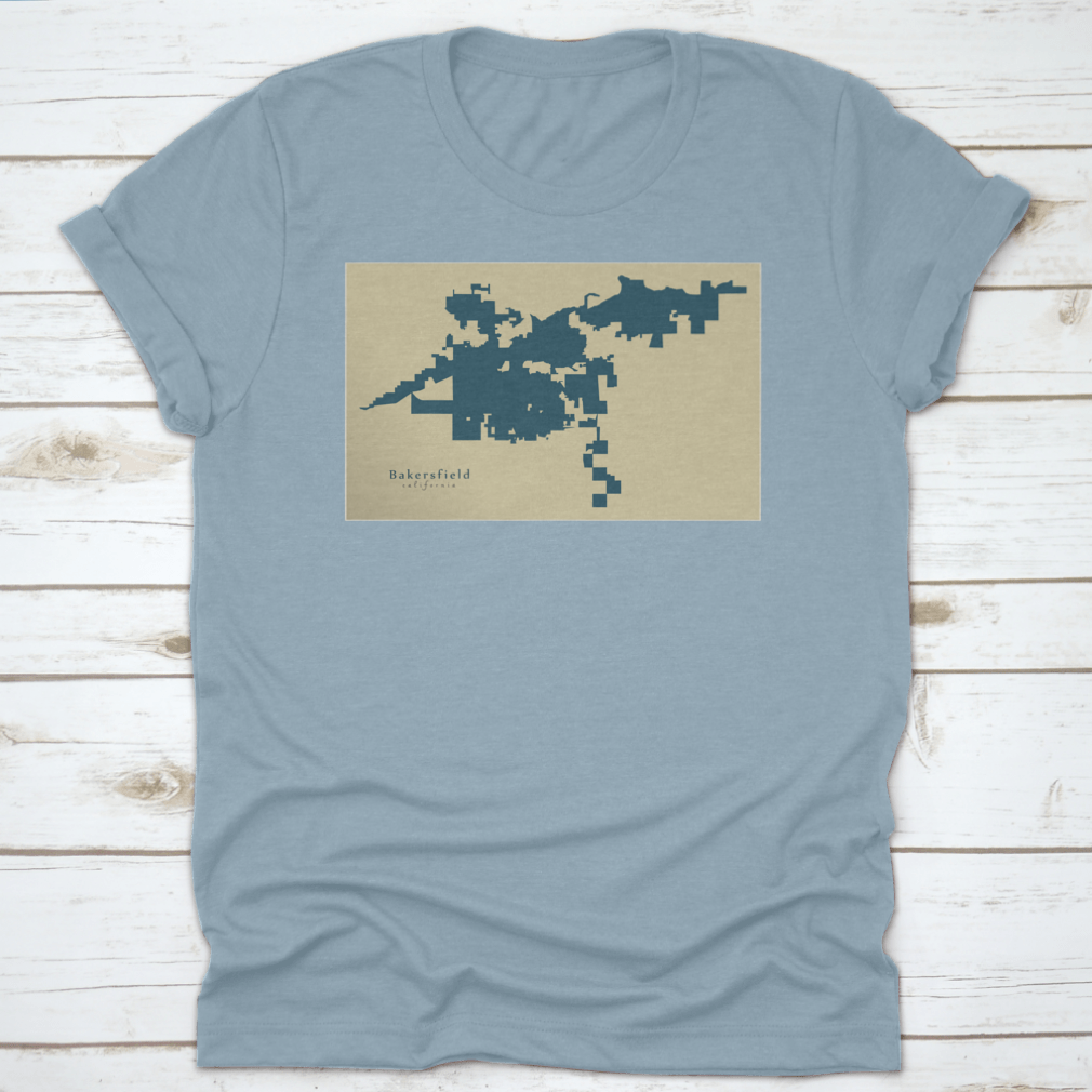 Vintage State City Geographic Map of Bakersfield, California, showcasing detailed geographical features and artistic design.