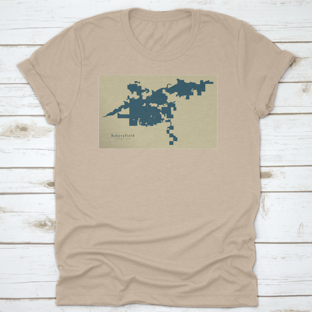 Vintage State City Geographic Map of Bakersfield, California, showcasing detailed geographical features and artistic design.