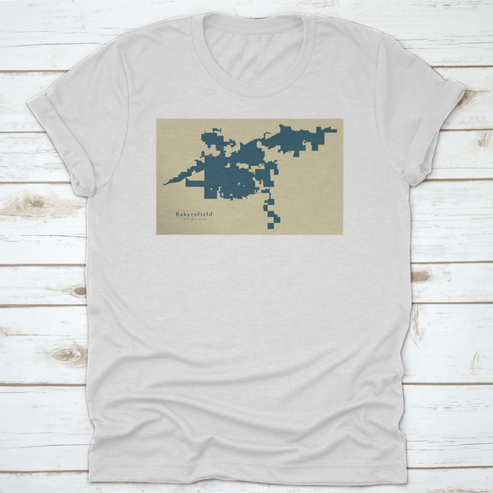 Vintage State City Geographic Map of Bakersfield, California, showcasing detailed geographical features and artistic design.