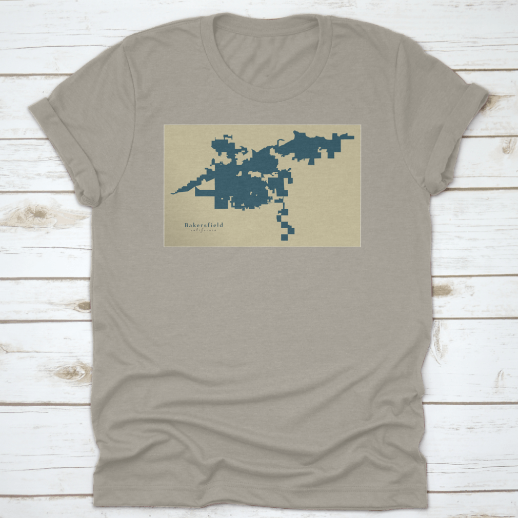 Vintage State City Geographic Map of Bakersfield, California, showcasing detailed geographical features and artistic design.