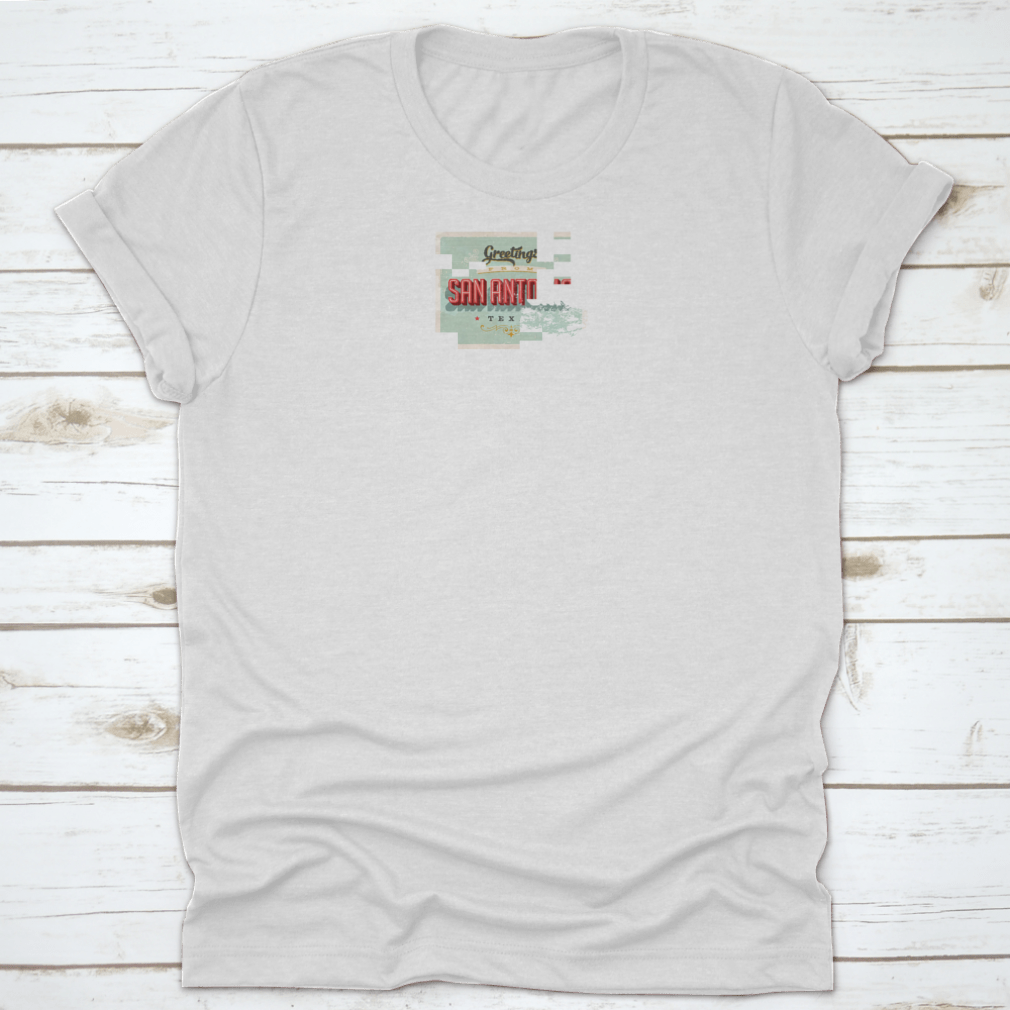 Vintage Touristic Greeting Card featuring iconic San Antonio landmarks and vibrant colors, perfect for sending heartfelt messages.