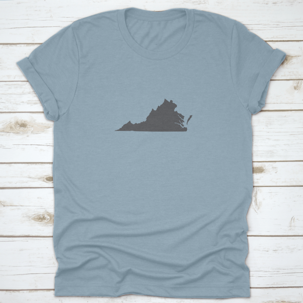 Virginia Grey State Border Map T-shirt featuring a unique design, made from 100% cotton for comfort and style.