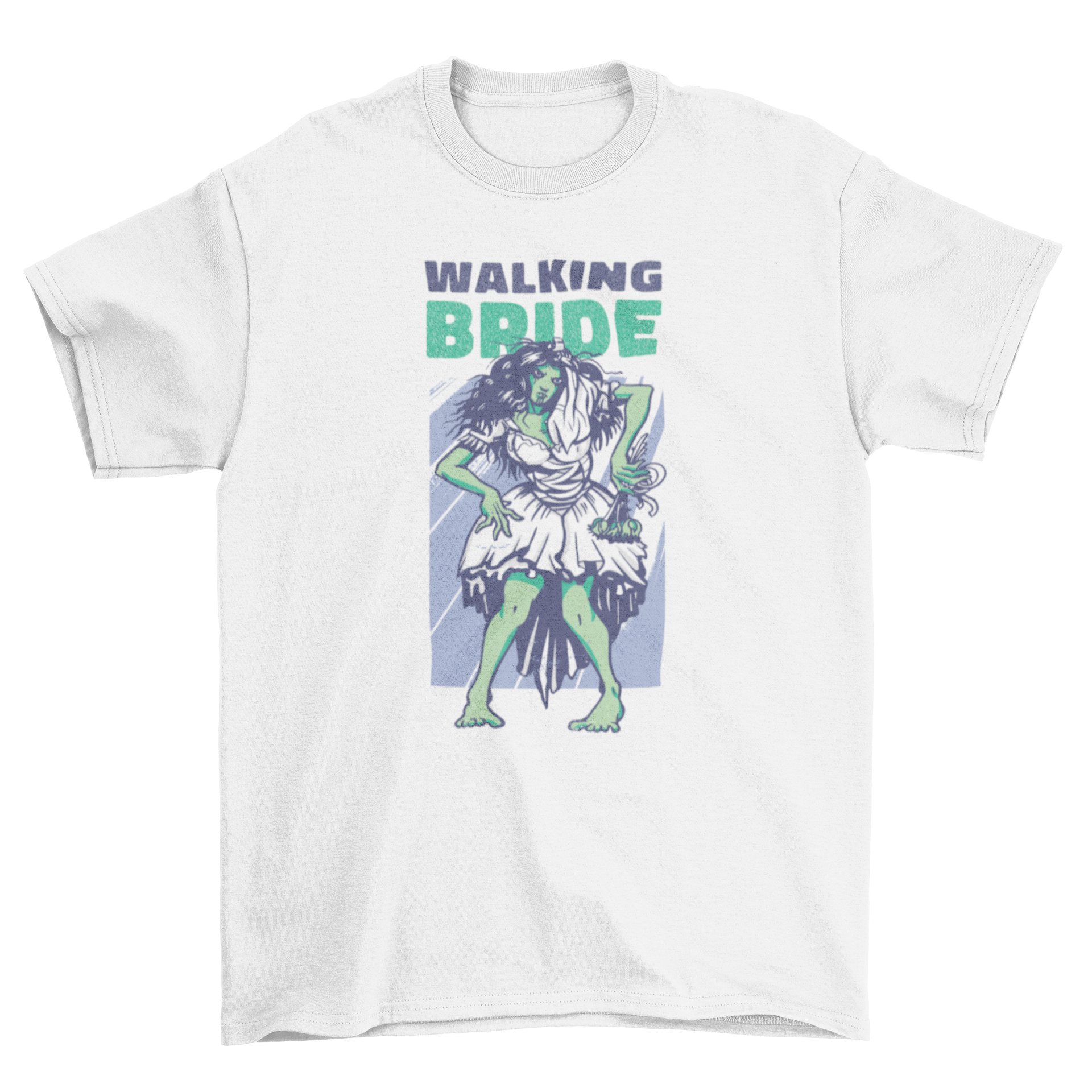 Walking Bride T-shirt featuring a zombie bride graphic with the caption 'Walking Bride'.