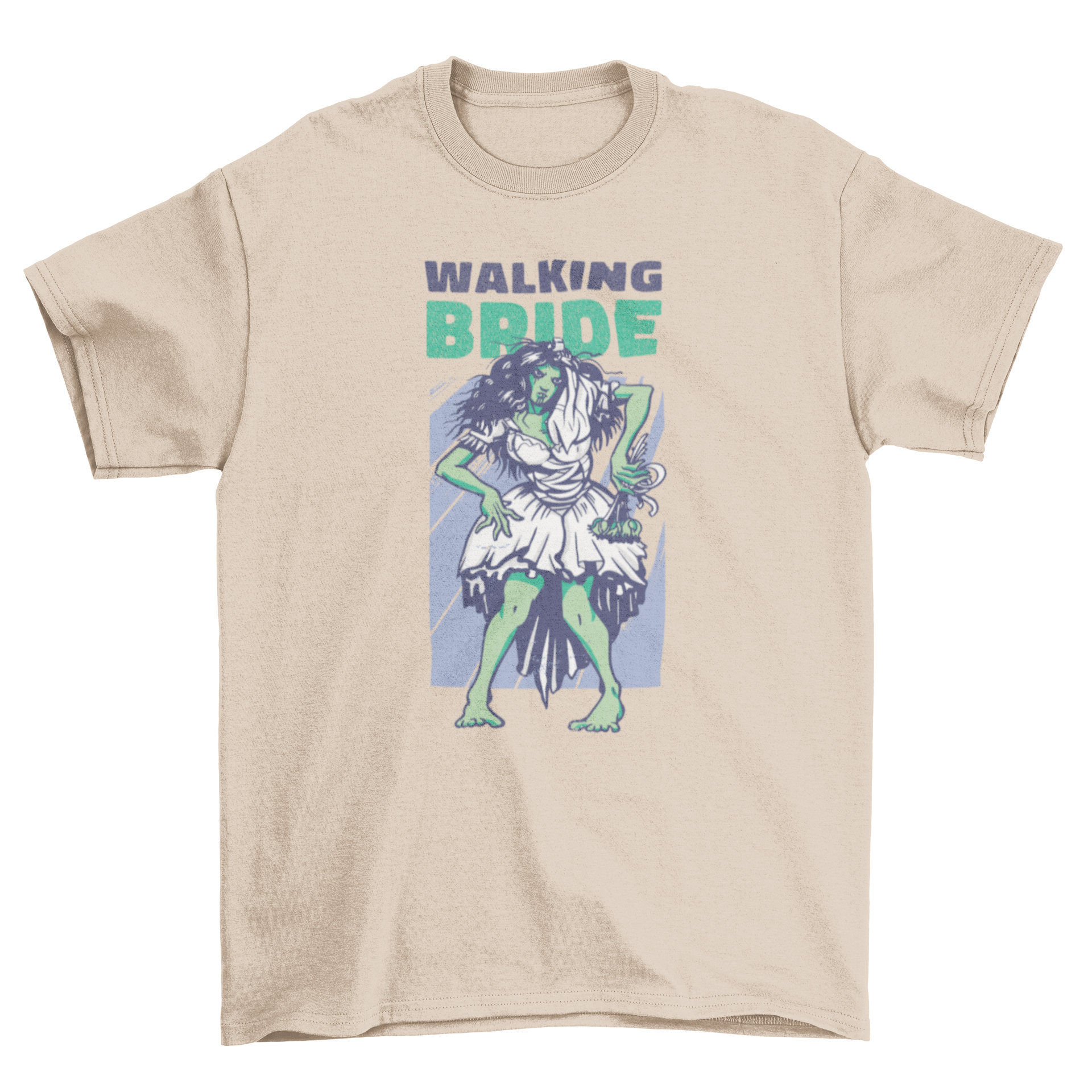 Walking Bride T-shirt featuring a zombie bride graphic with the caption 'Walking Bride'.