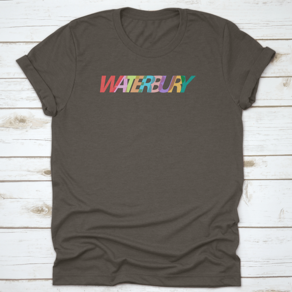 Waterbury city shirt featuring a white background design, made from 100% cotton with a classic fit.