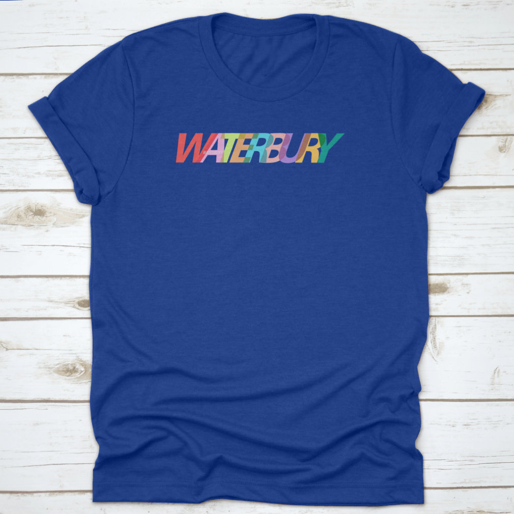 Waterbury city shirt featuring a white background design, made from 100% cotton with a classic fit.