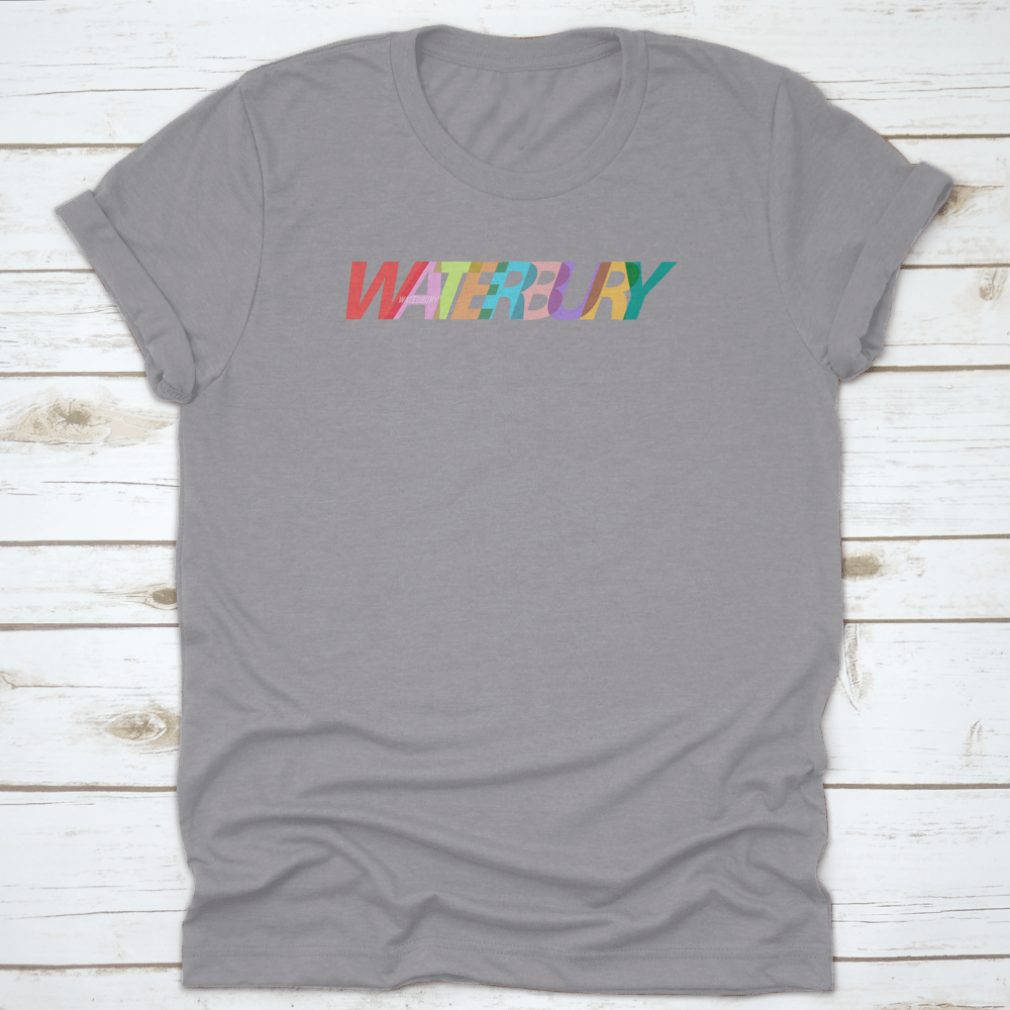 Waterbury city shirt featuring a white background design, made from 100% cotton with a classic fit.