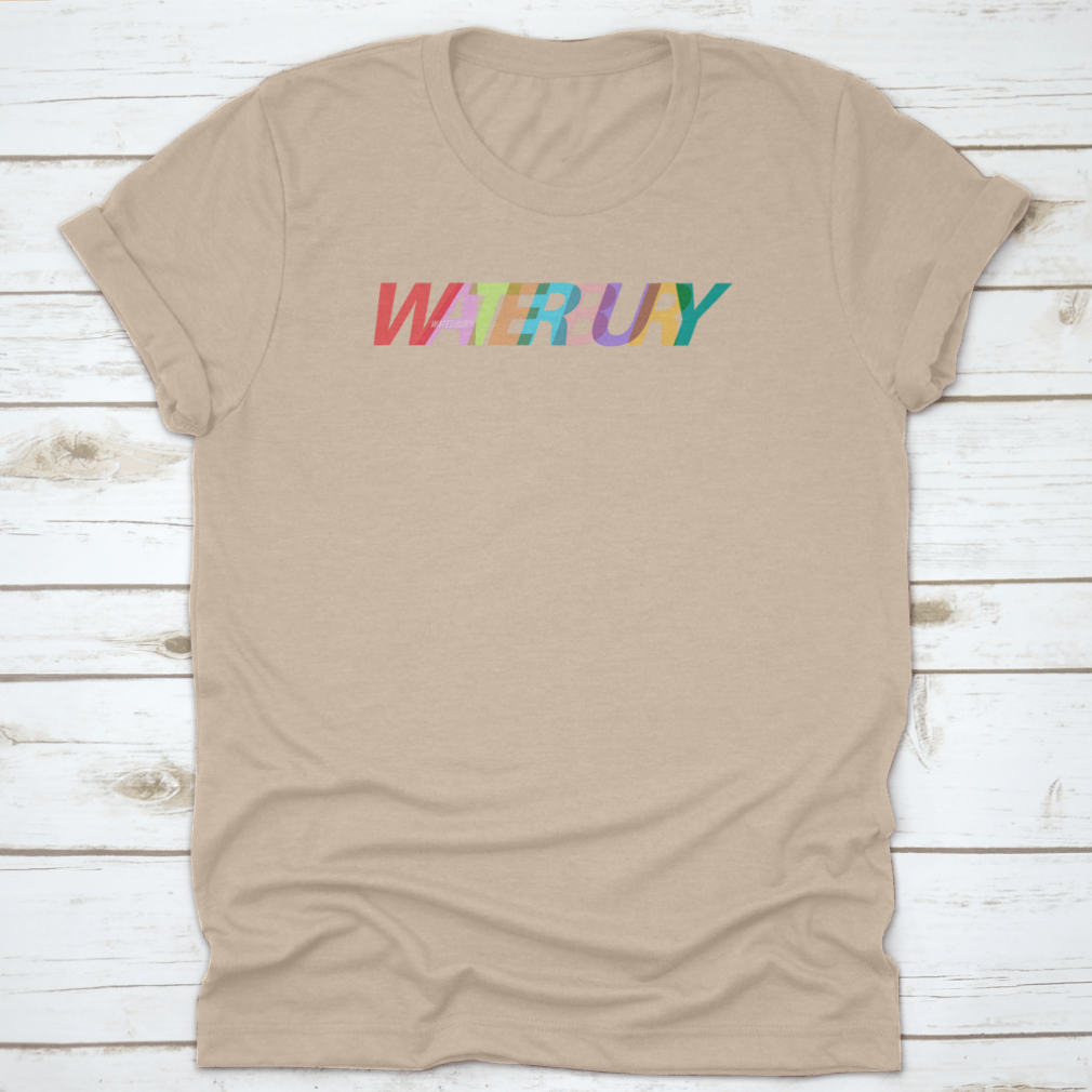 Waterbury city shirt featuring a white background design, made from 100% cotton with a classic fit.