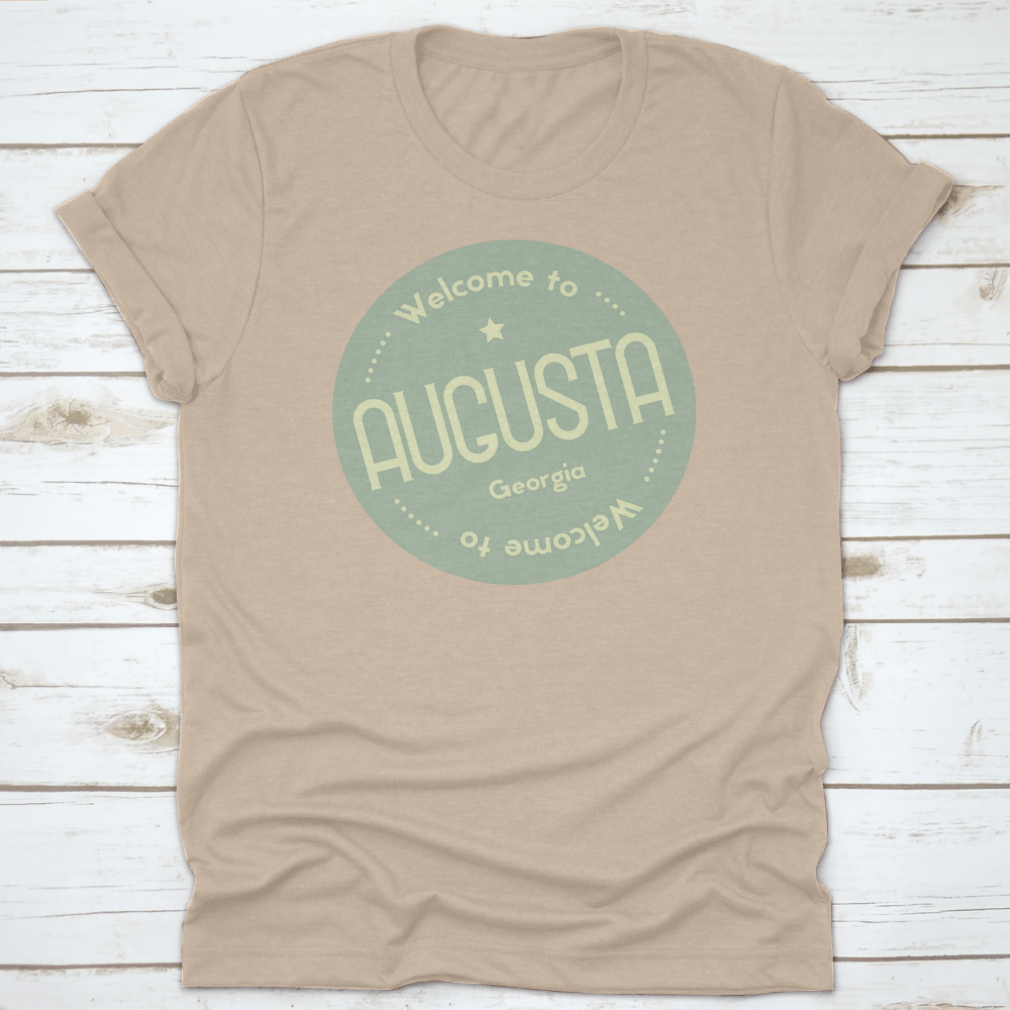 Welcome To Augusta Georgia tourism badge sticker, featuring a classic design and high-quality cotton material.