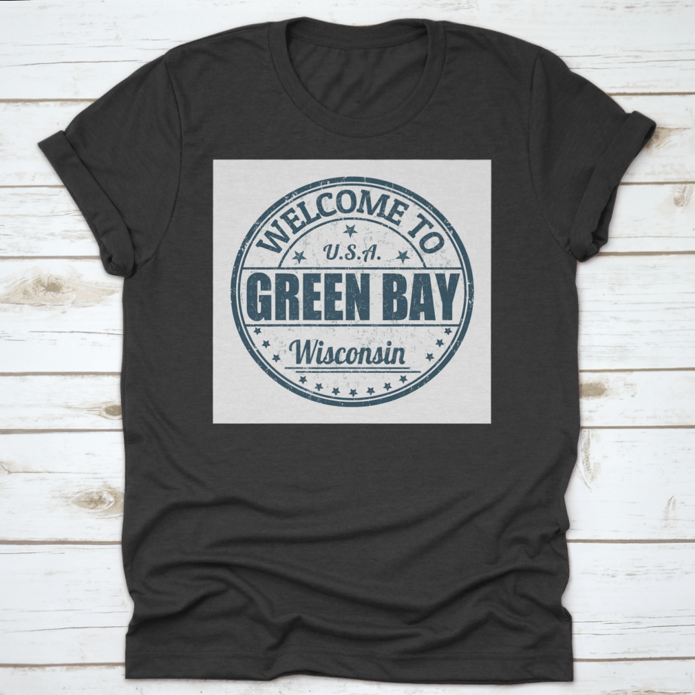 A detailed vector illustration of a grunge rubber stamp featuring the phrase 'Welcome To Green Bay', showcasing a vintage design with textured elements.